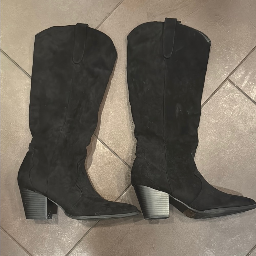 Lulu's Black Heeled Western Style Boots
